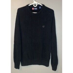 CHAPS Men's Classic Fit Solid Crewneck Sweater Black Size L
